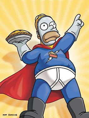 Homer Simpson dressed as Pie Man