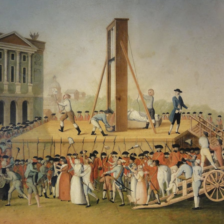 Gathering around a guillotine