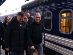 Polish PM Donald Tusk arrives in Kyiv