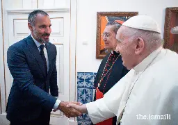 Prince Rahim and His Holiness Pope Francis meet in Portugal