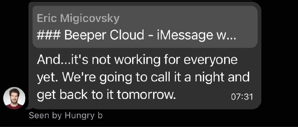Beeper iMessage bridge is affected too. 