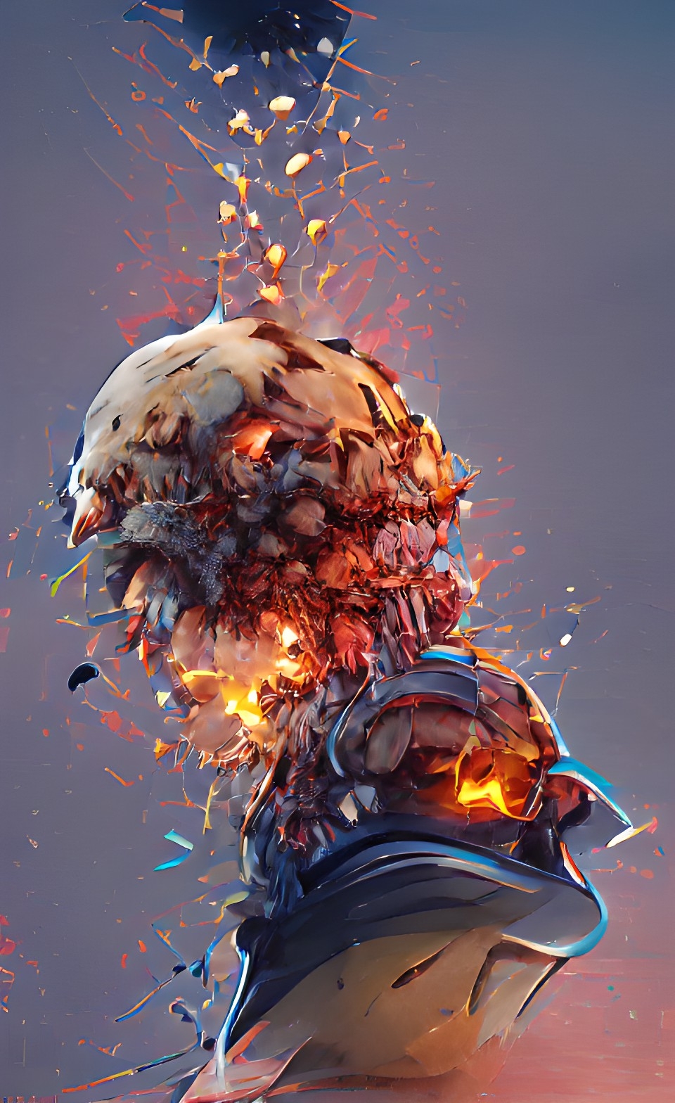 AI generated by Wombo Dream - Exploding Robot Skull