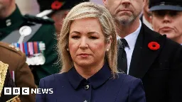 Remembrance Sunday: 'Traitors' poster put up at Michelle O'Neill's office