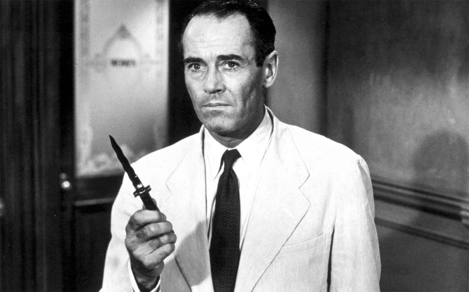 In 12 Angrier Men (1959), Henry Fonda threatens to gut every goddamn fussbudgeting son of a bitch in this room from head to toe if they don't vote for an acquittal.