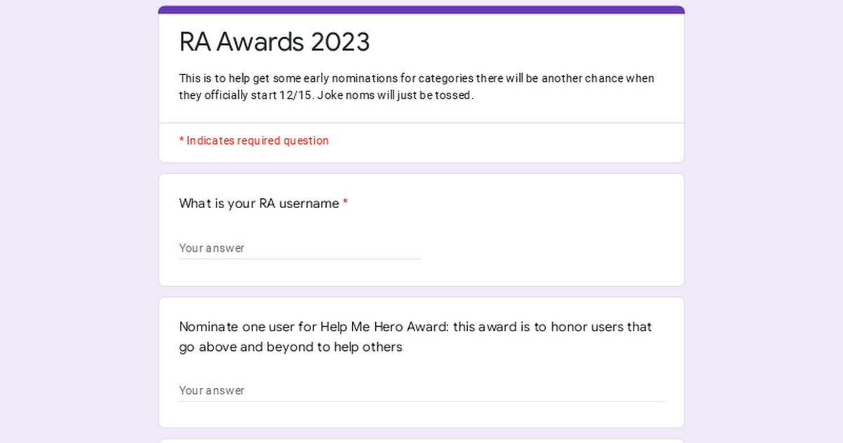 RA Awards 2023