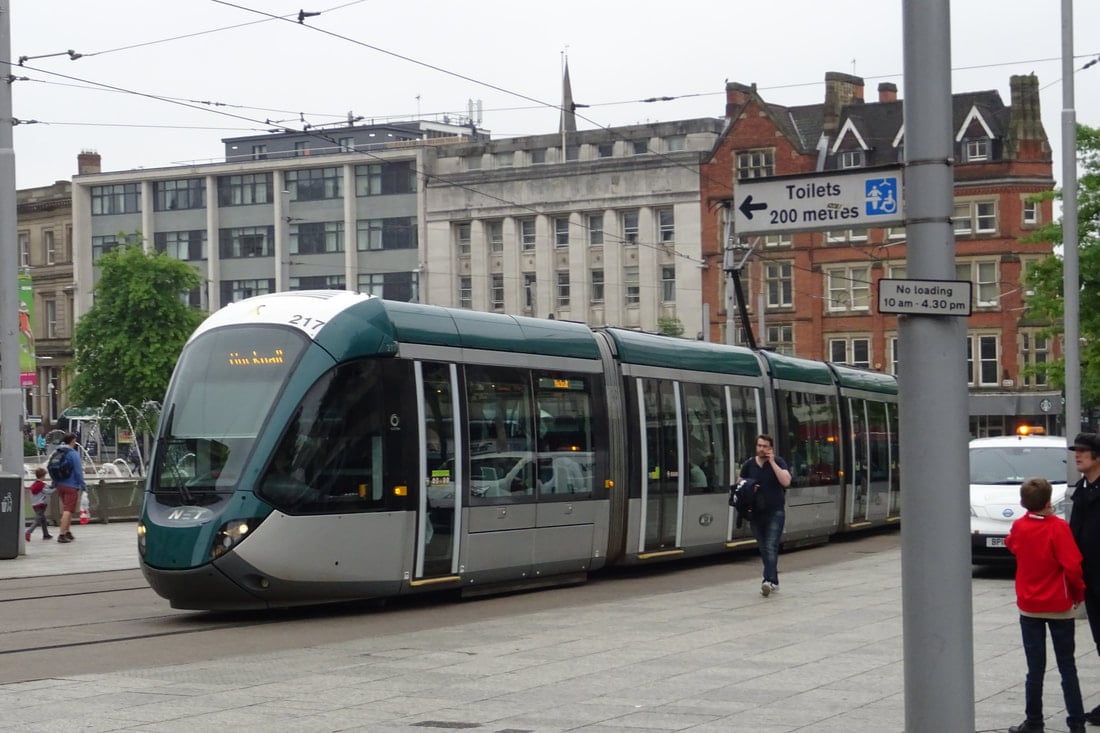 The beautiful new trams in Nottingham, UK