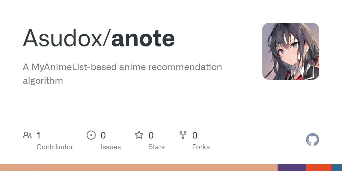 GitHub - Asudox/anote: A MyAnimeList-based anime recommendation algorithm