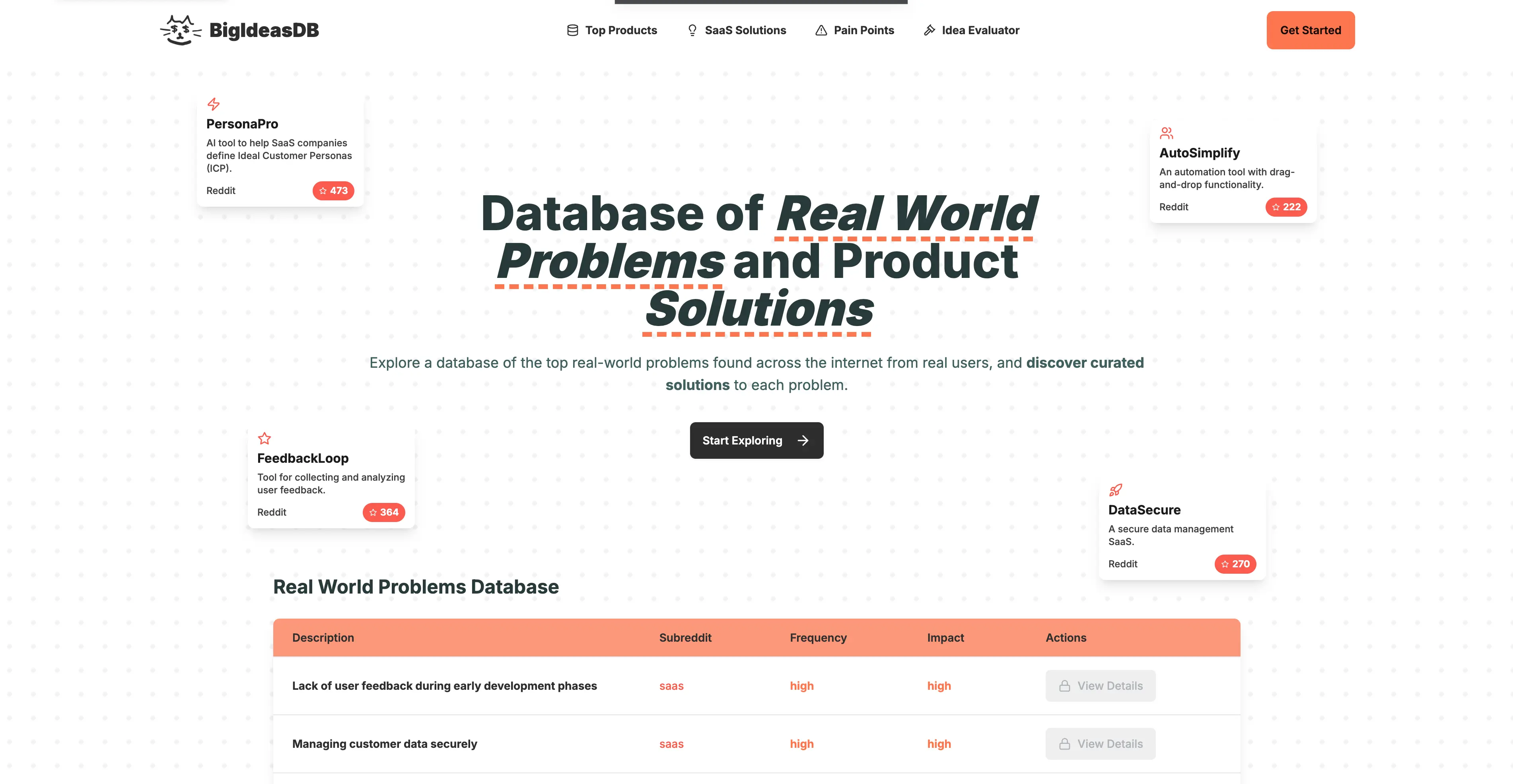 Discover BigIdeasDB | Database of Real World Problems and Product Solutions