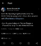 [Shams] JUST IN: Opening Night schedule for the 2023-24 NBA season Oct. 24 on TNT, sources tell @TheAthletic @Stadium: Los Angeles Lakers @ Denver Nuggets and Phoenix Suns @ Golden State Warriors