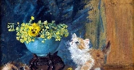 Kittens with Beetle and Flowers