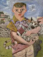 Sick Boy with a Cat - John Bowen (mid 20th century)