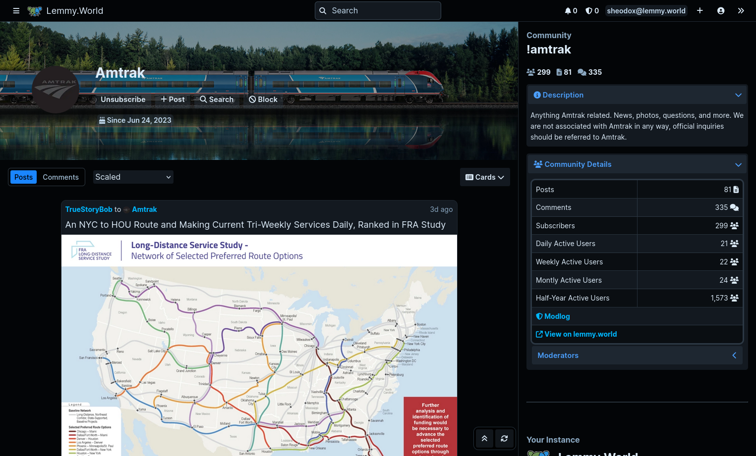 screenshot of the front page of c/amtrak