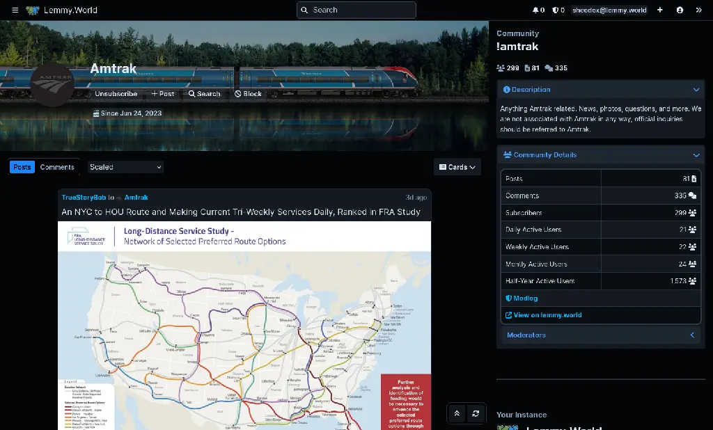 screenshot of the front page of c/amtrak