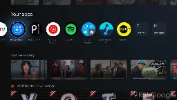 Google TV shows app update progress on the homescreen