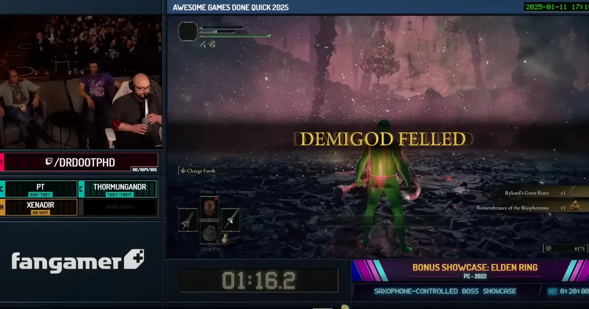 This year's AGDQ included someone speedrunning Elden Ring bosses with a saxophone