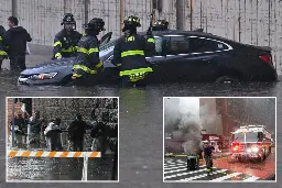 NYC streets turn into raging rivers during epic downpour flooding roads and subways