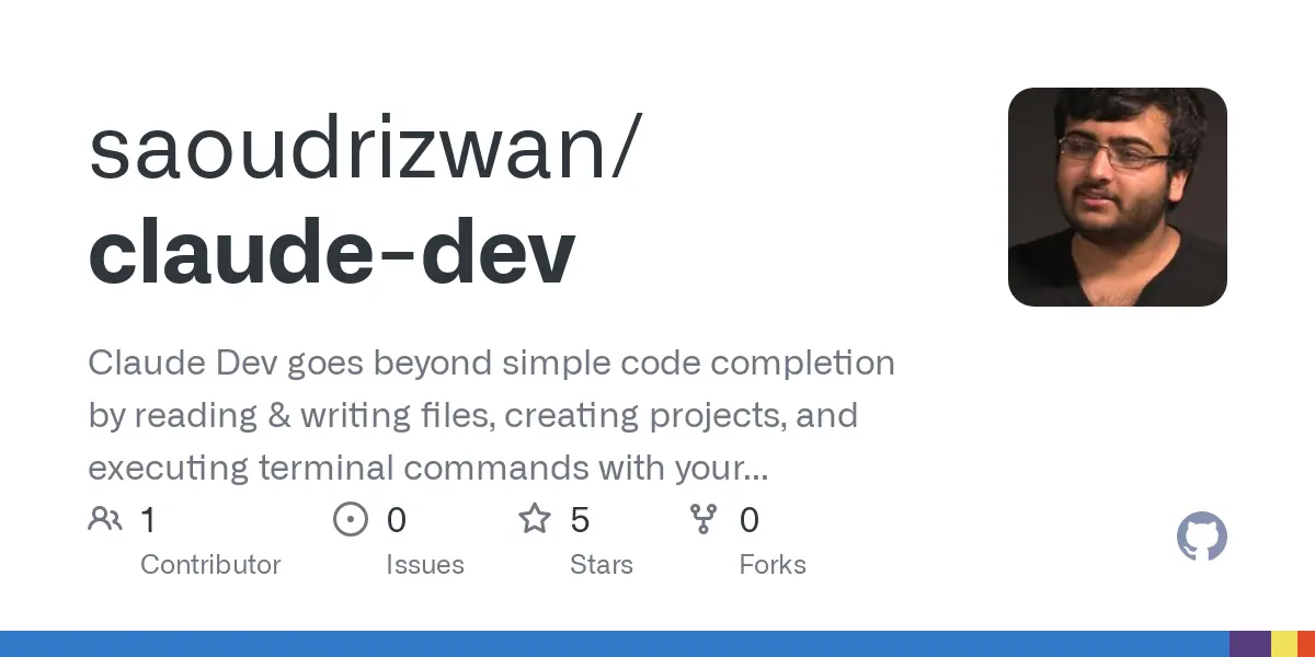 GitHub - saoudrizwan/claude-dev: Claude Dev goes beyond simple code completion by reading & writing files, creating projects, and executing terminal commands with your permission.