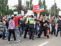 Hundreds of protesters clash in west Edmonton over sex and gender education