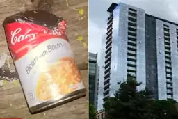 Cans are raining down from a Portland highrise...and nobody knows who is behind it