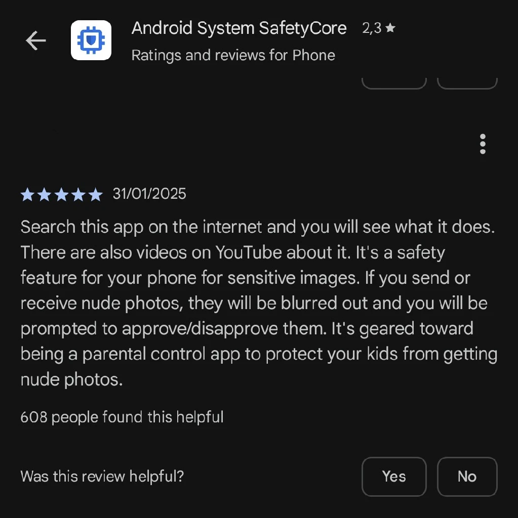 Play Store review 