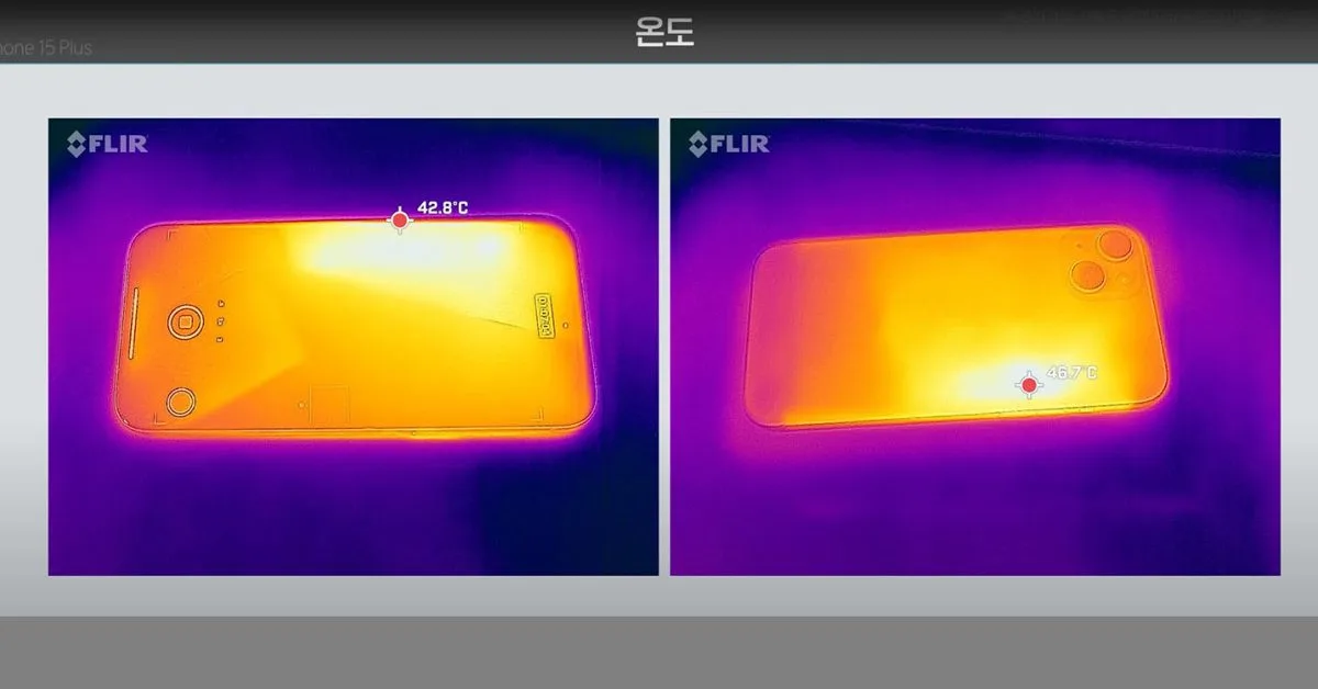 iPhone 15 overheating reports, with temperatures as high as 116F