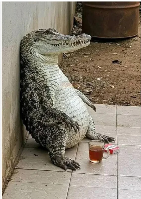 Just taking a break for a butt and a bourbon