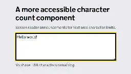 Making a character count component more accessible