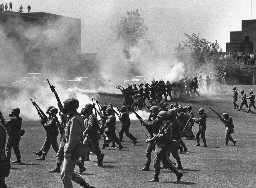 US National Guard attacking anti-war protesters, Kent State Massacre, 1970