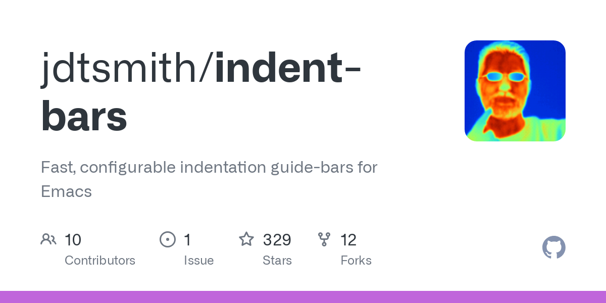 GitHub - jdtsmith/indent-bars: Fast, configurable indentation guide-bars for Emacs