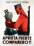 Left unity poster "Squeeze hard, comrade!" (Spanish Civil War, ~1936)