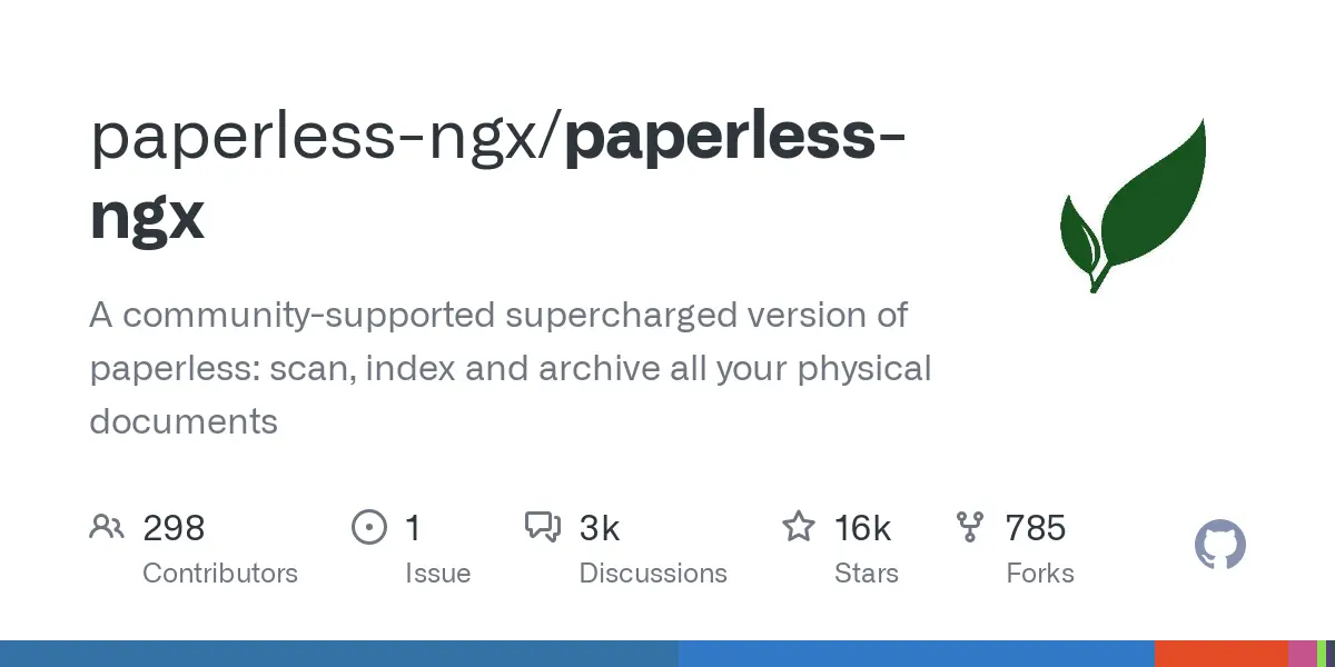 GitHub - paperless-ngx/paperless-ngx: A community-supported supercharged version of paperless: scan, index and archive all your physical documents