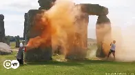 Stonehenge sprayed with paint by environmental protesters