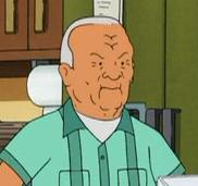 Cotton Hill from King of the Hill, someone who continues to be racist towards the Japanese despite the war being over.