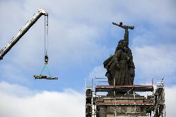 Bulgaria dismantles a Soviet army monument that has dominated the Sofia skyline since 1954