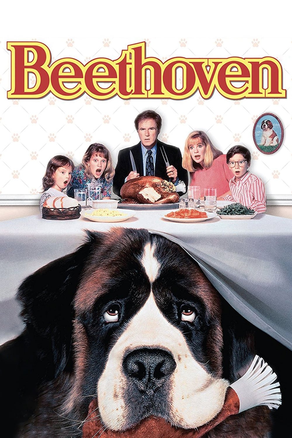 Movie poster for Beethoven, a film about an adopted dog that turns the previously quiet family home upside down.