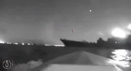 Footage of Ukrainian drone reaching russian ship last night