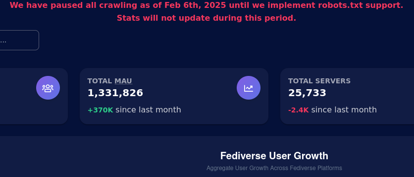 FediDB has stopped crawling until they get robots.txt support