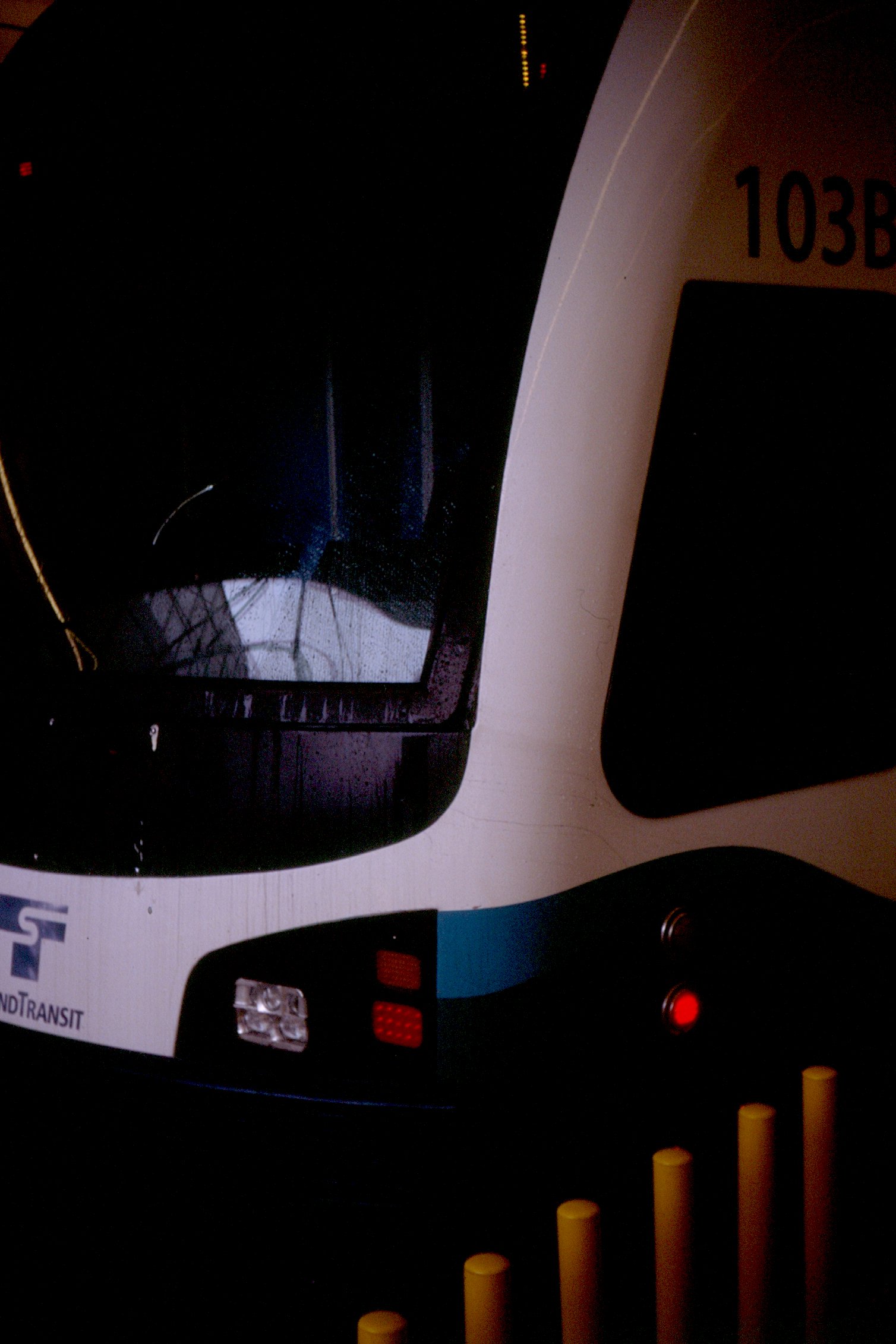 Light rail at the station on a rainy Seattle day [Argus C3 | 50mm | Kodak Ektachrome]