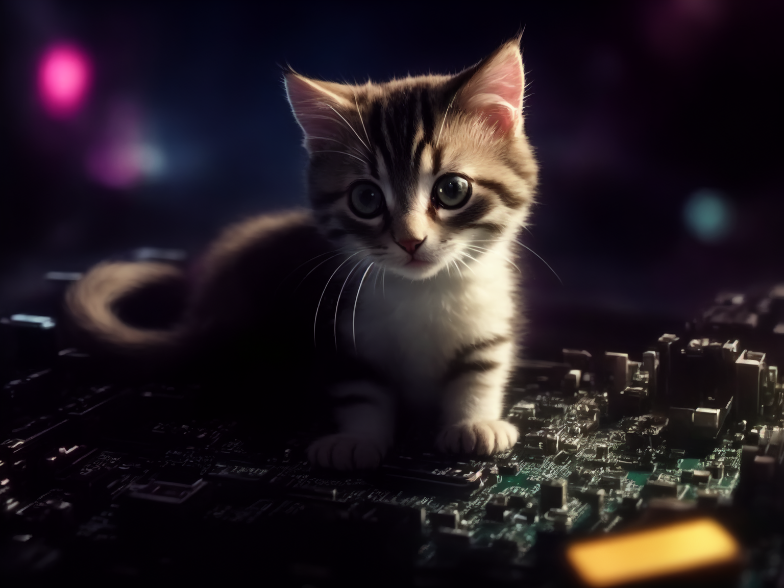 Kitten on a motherboard [SD]