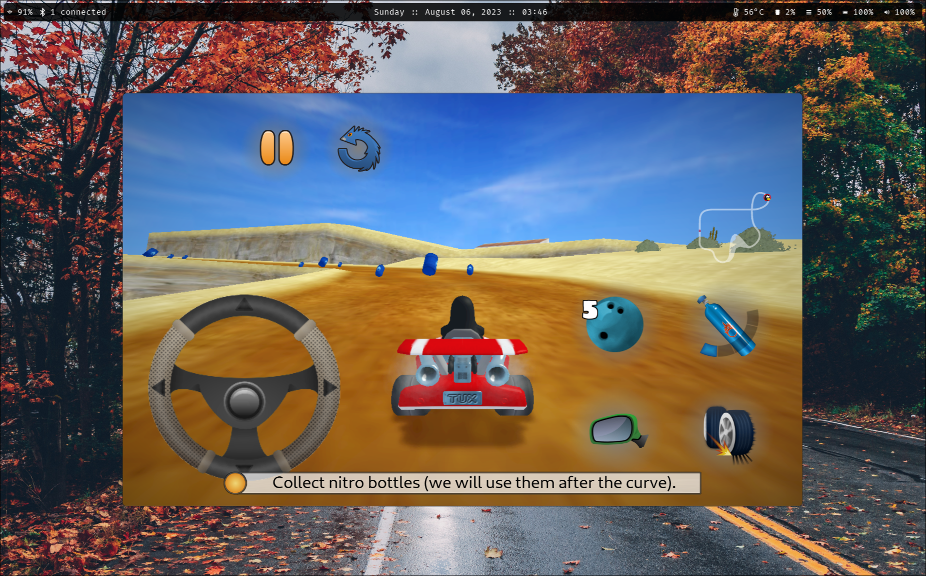 screenshot of SuperTuxKart on an emulated Android