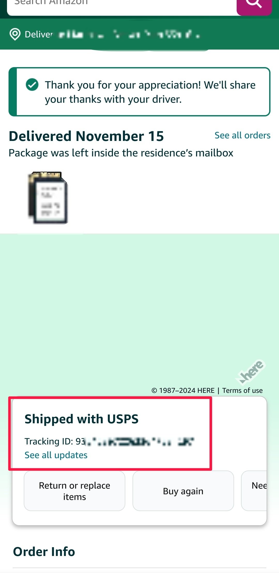 Amazon Thank my driver - USPS delivery 