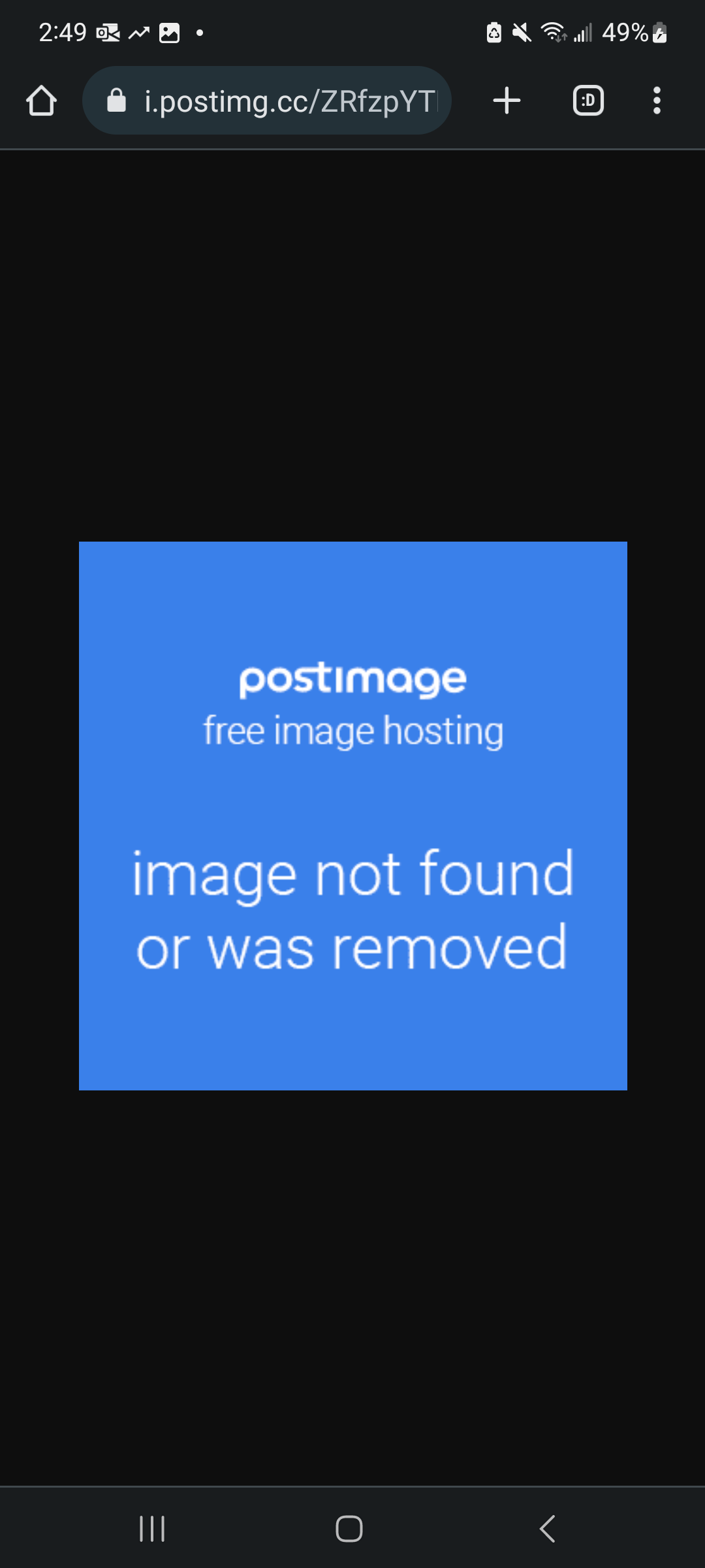screenshot of error message saying "image not found or was removed"