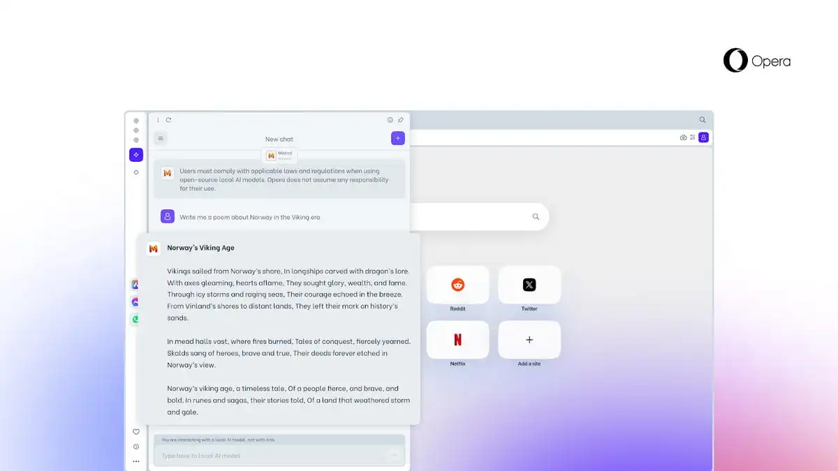 Opera is testing letting you download LLMs for local use, a first for a major browser