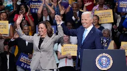 Biden, Harris greeted by chants of 'Thank you, Joe' at 1st joint event since he exited race