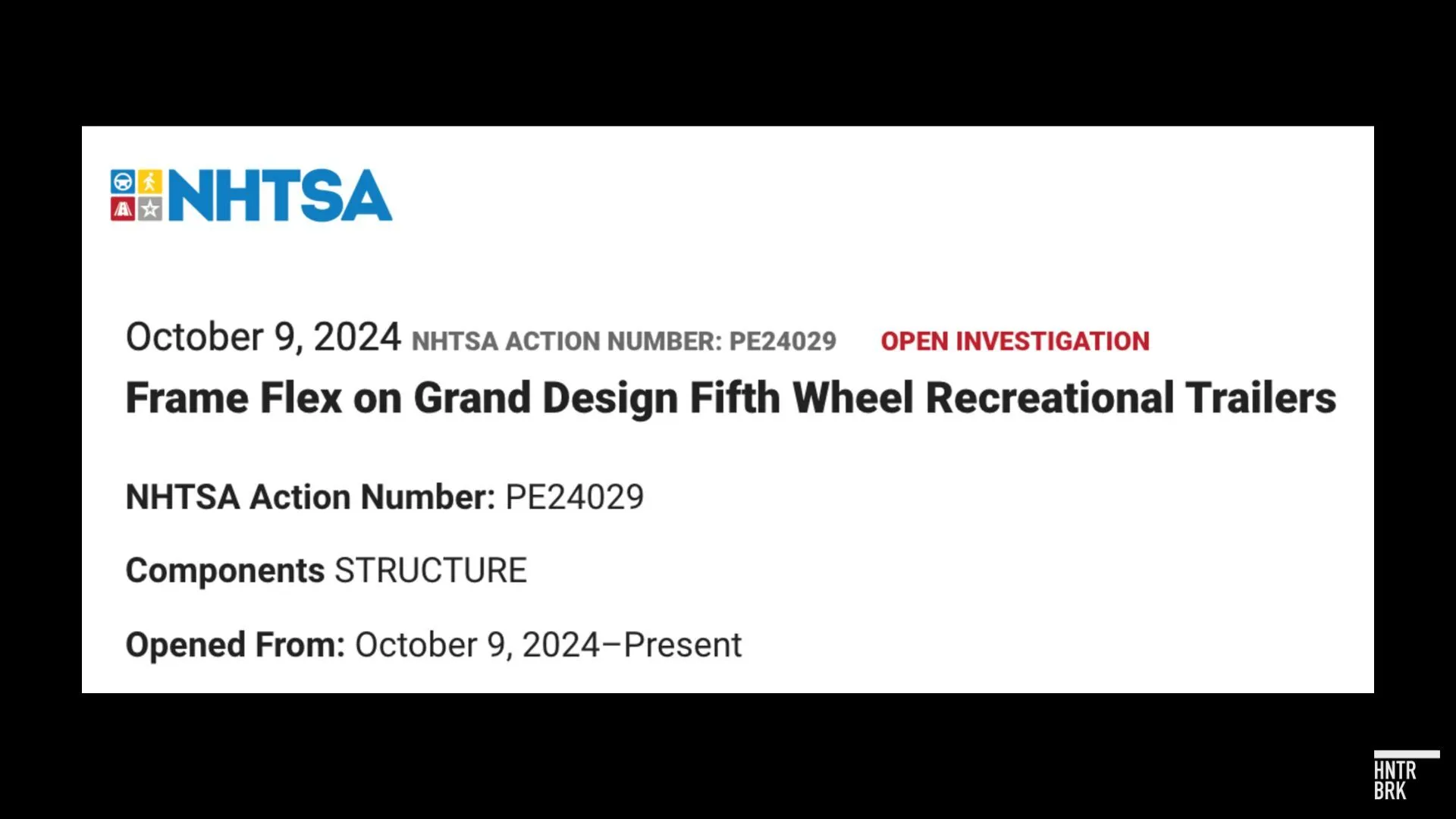 BREAKING: U.S. Regulator NHTSA Investigating “Excessive Frame Flex” in Winnebago Grand Design RVs