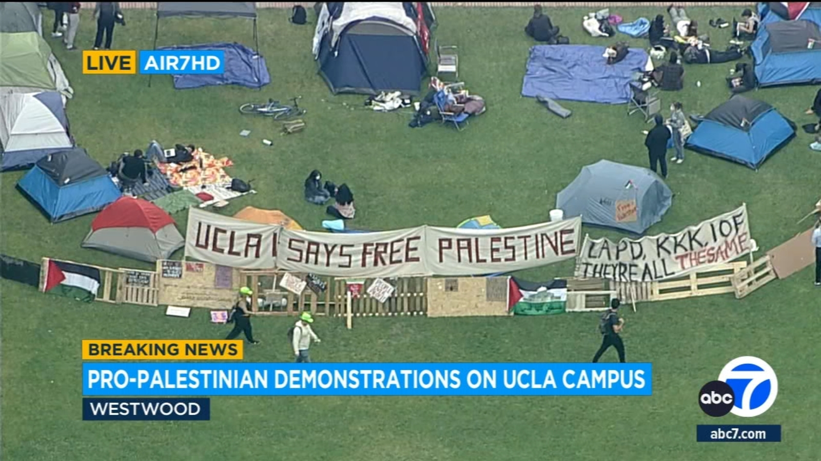 Pro-Palestinian protesters set up encampment on UCLA campus