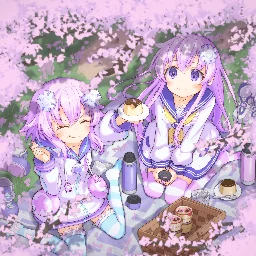 Neptune and Nepgear Checking Out The Cherry Blossoms [shionic_zm]