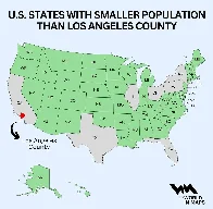 Stany USA z mniejszą populacją niż hrabstwo (powiat) Los Angeles