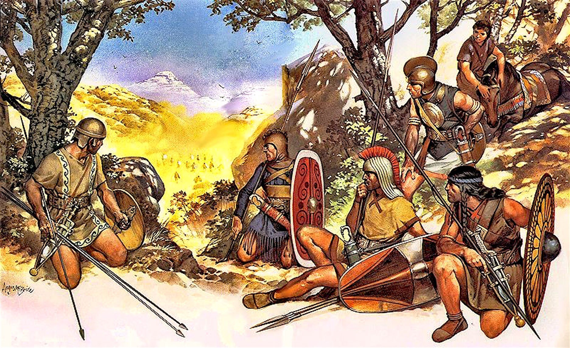 Pre-Roman Iberians preparing for an ambush