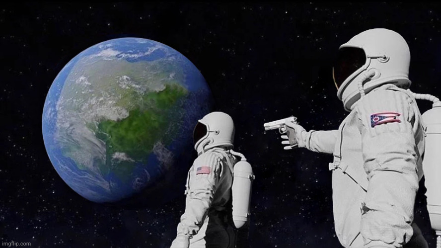 astronaut with gun meme with no text